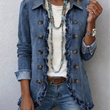 Dagmar™ | Blue Blazer with Flounce — view 2