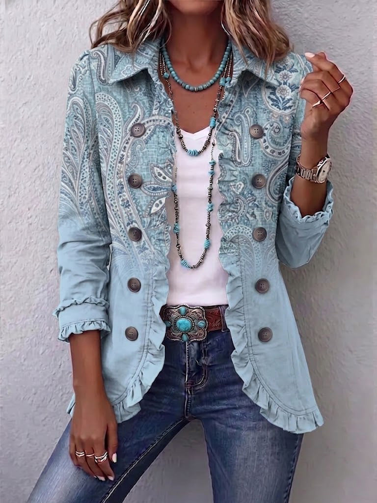 Cornelia™ | Blazer in Light Blue with Paisley — view 2