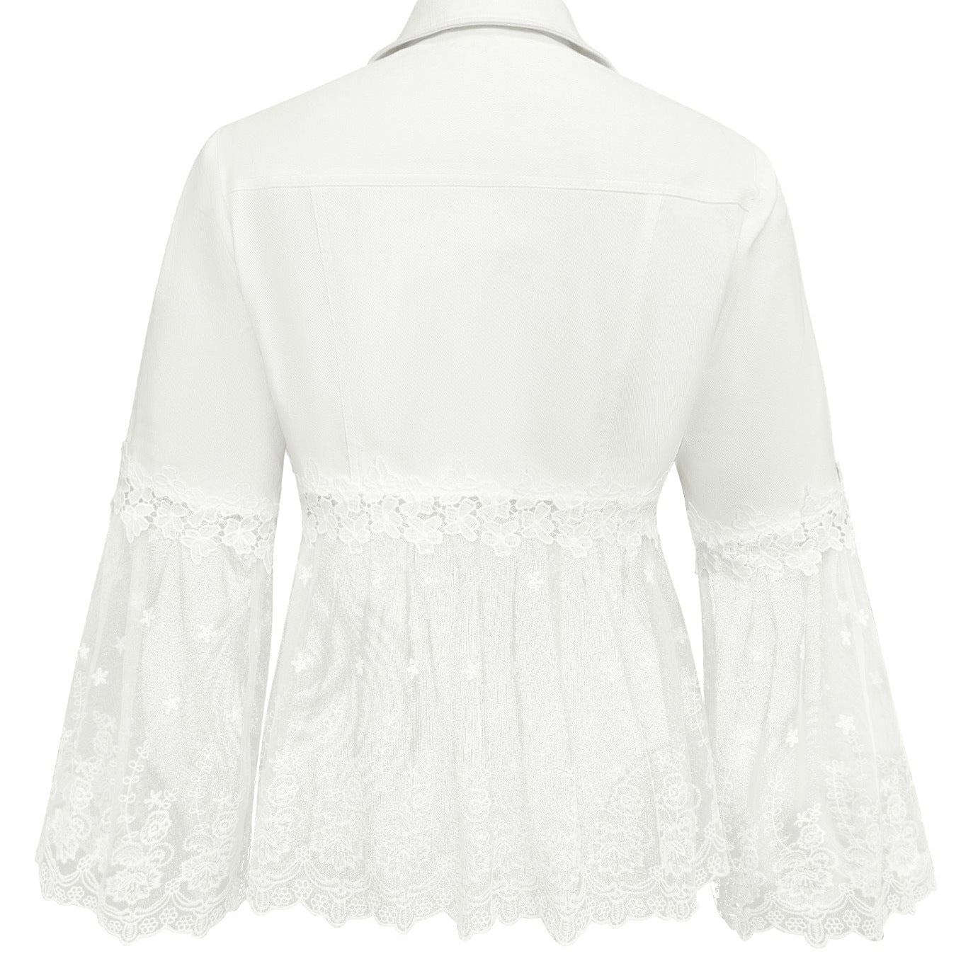 Susanne™ | White Jacket with Eyelet Ruffle