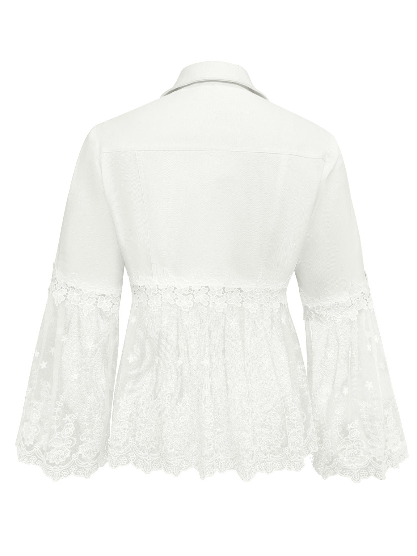 Susanne™ | White Jacket with Eyelet Ruffle
