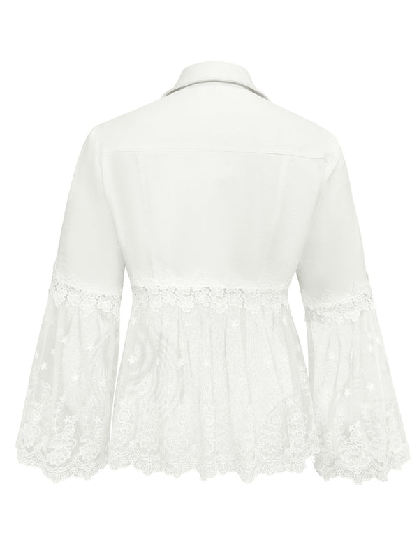 Susanne™ | White Jacket with Eyelet Ruffle