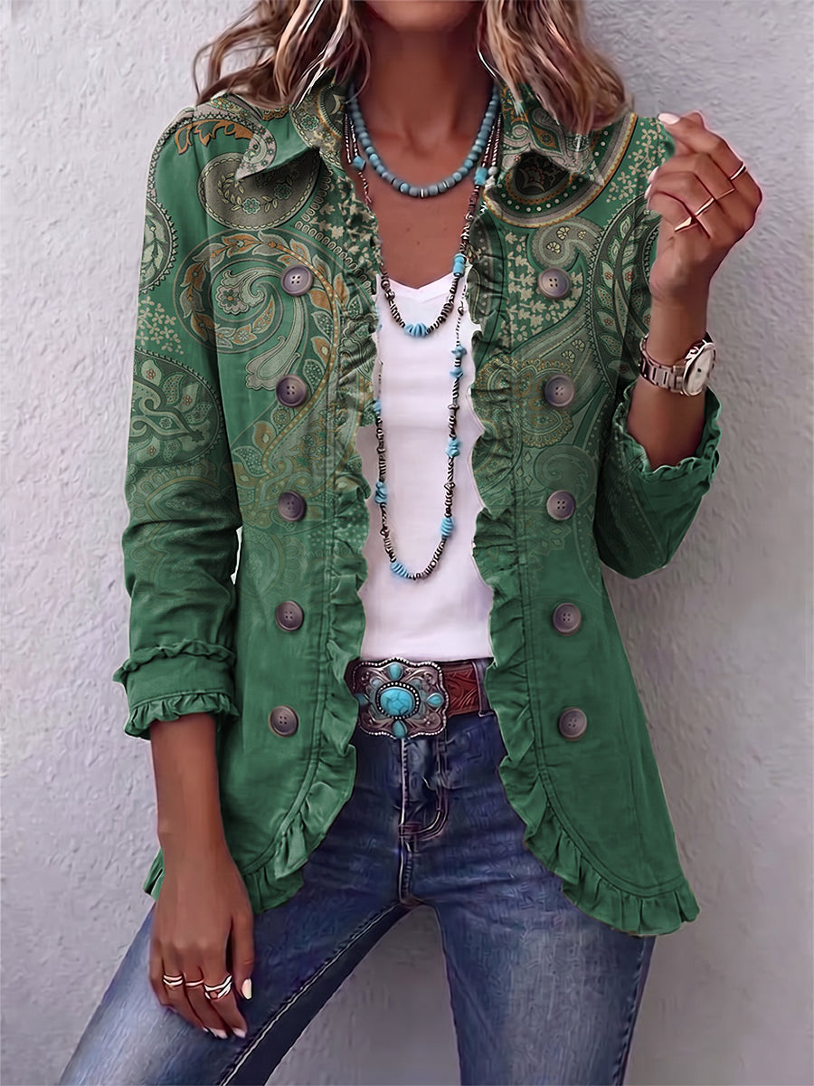 Marion™ | Green Blazer with Paisley — view 2