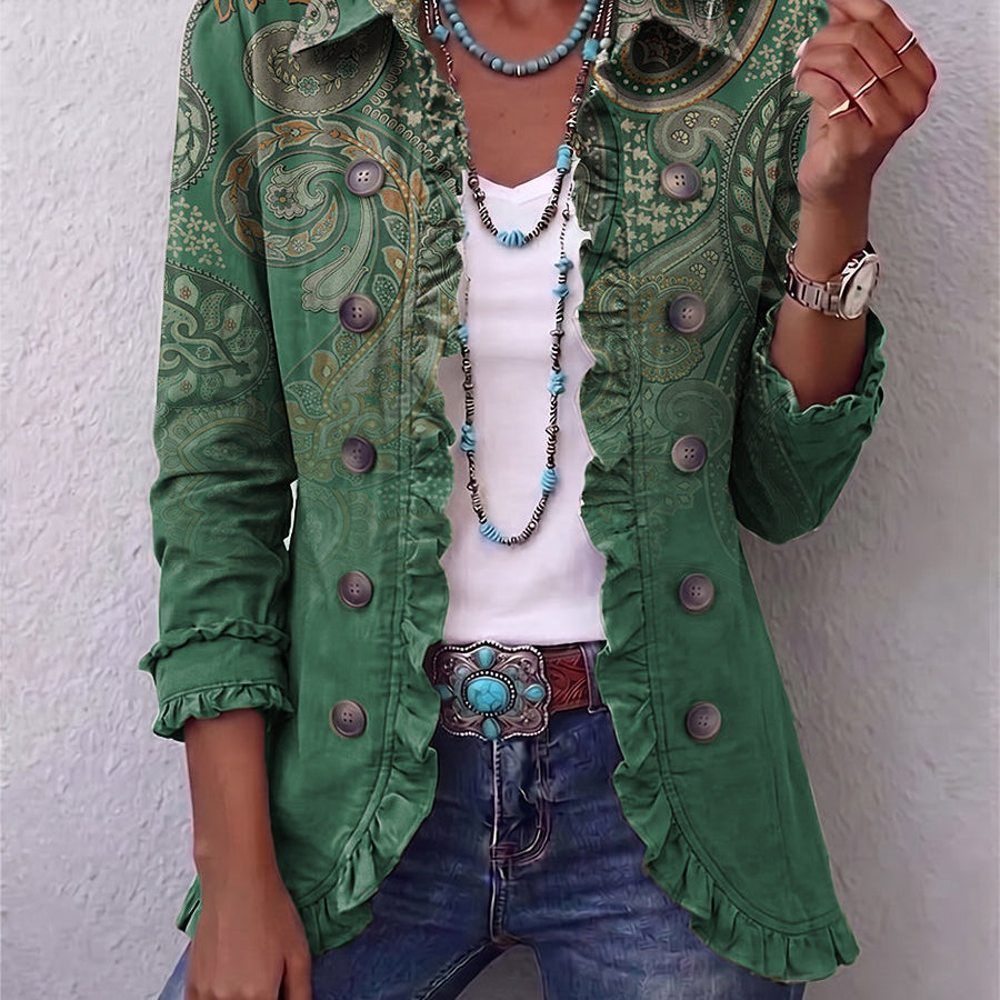 Marion™ | Green Blazer with Paisley — view 2
