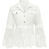 Susanne™ | White Jacket with Eyelet Ruffle — view 3