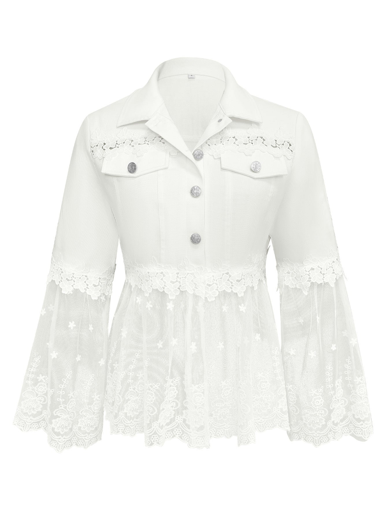 Susanne™ | White Jacket with Eyelet Ruffle — view 3