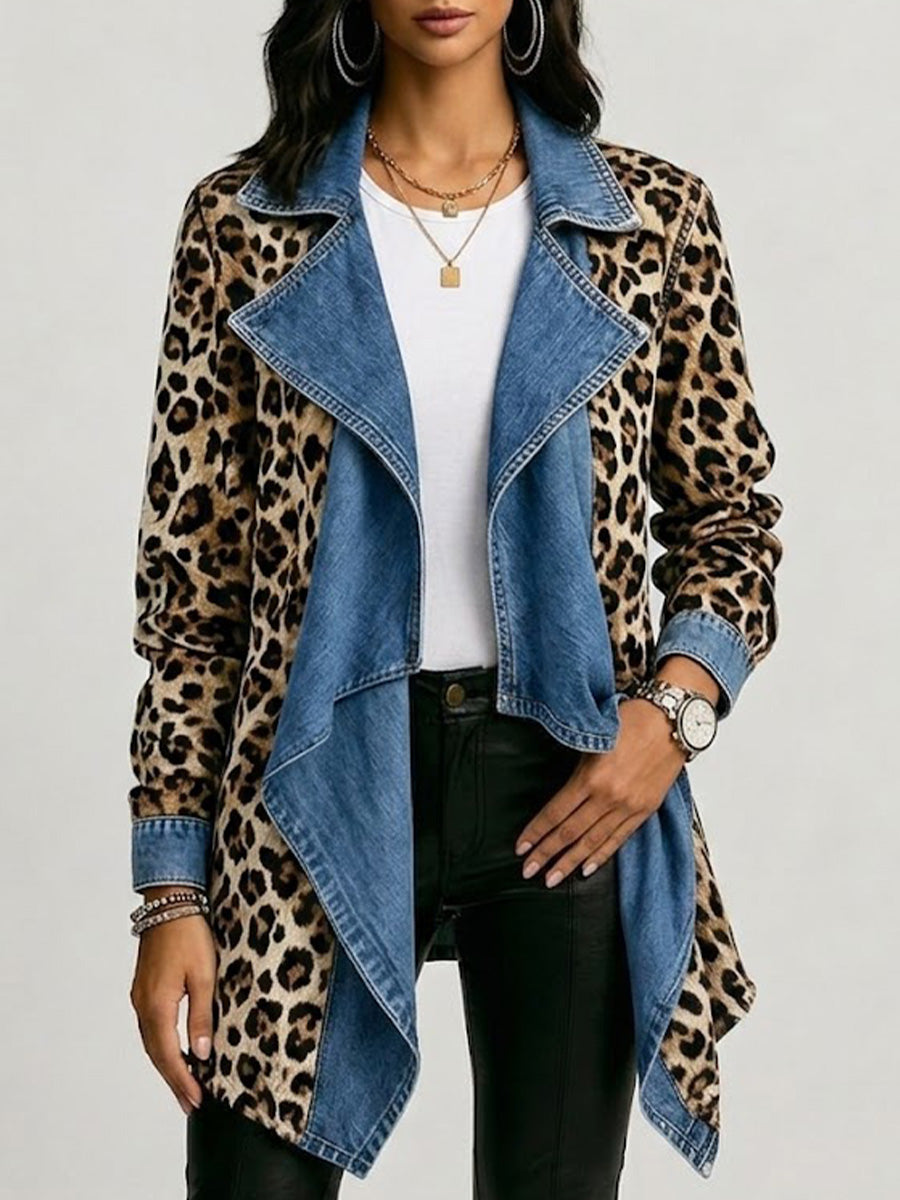 Silke™ | Cascading Jacket with Leopard Print — view 2