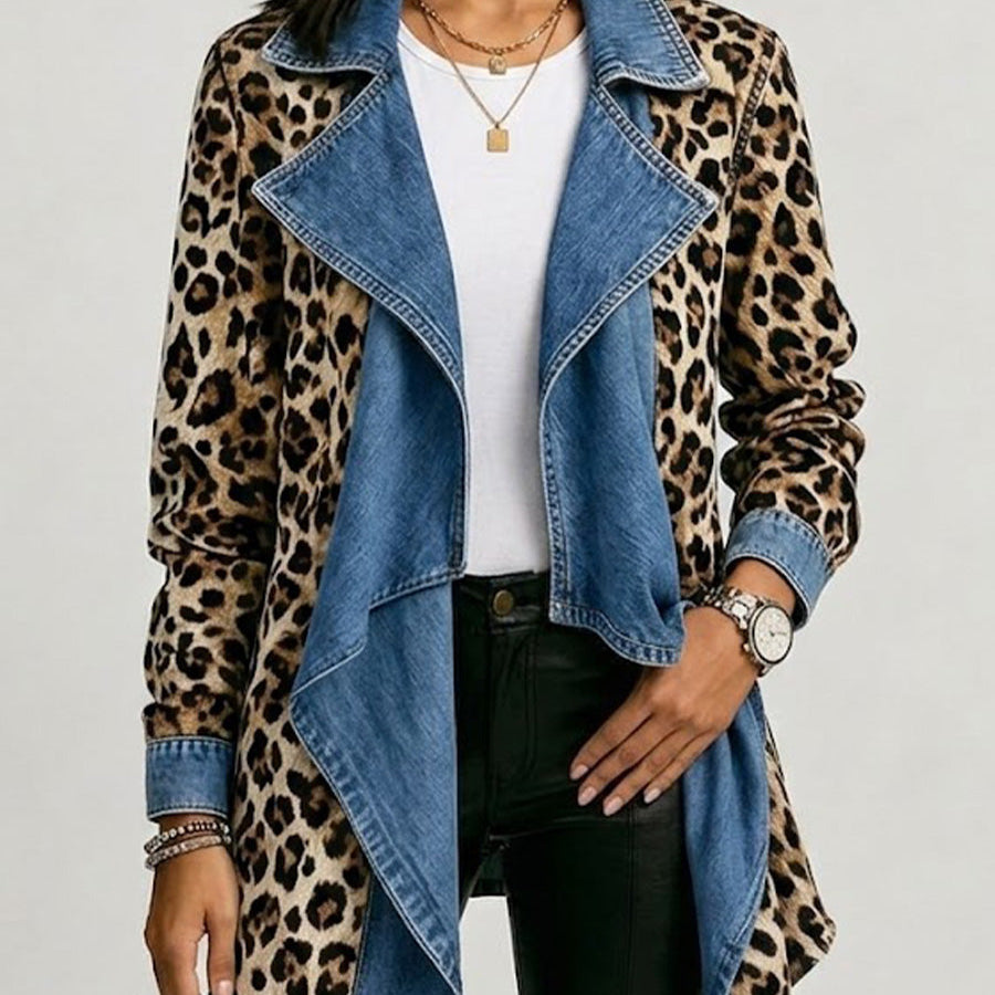 Silke™ | Cascading Jacket with Leopard Print — view 2