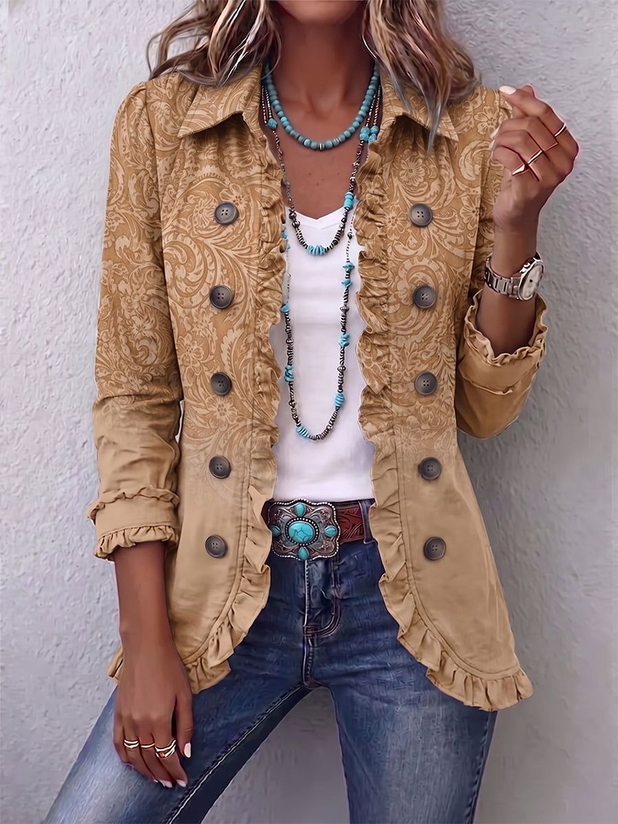 Inge™ | Blazer in Khaki with Ruched Hem