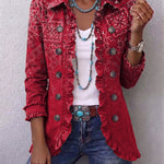 Martina™ | Red Blazer with Bandana Print — view 2
