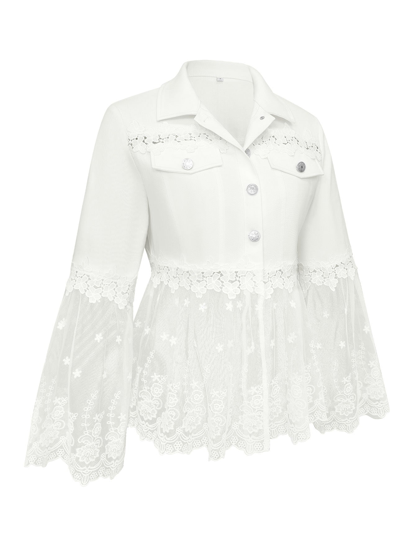 Susanne™ | White Jacket with Eyelet Ruffle — view 4