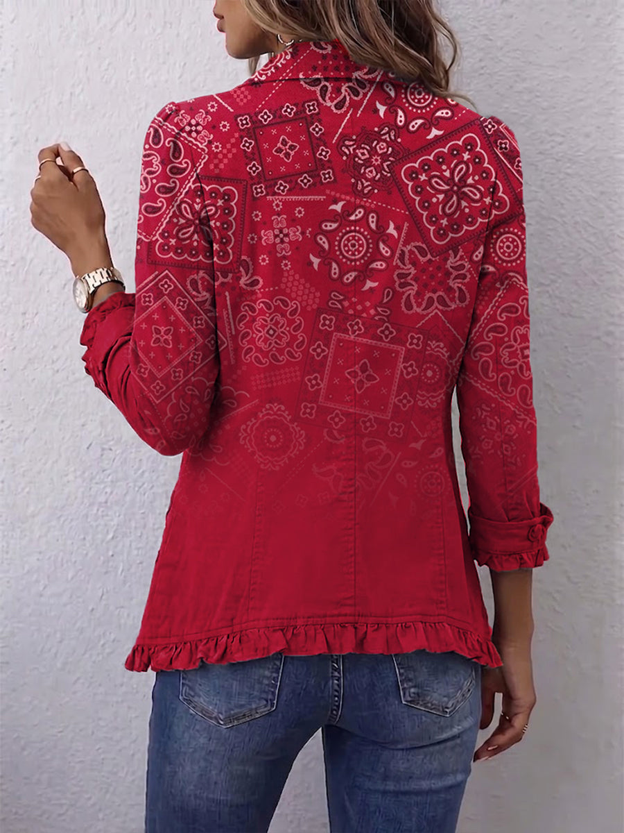 Martina™ | Red Blazer with Bandana Print