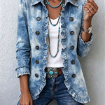 Kerstin™ | Light Blue Blazer with Batik Effect — view 2