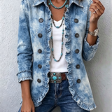Kerstin™ | Light Blue Blazer with Batik Effect — view 2