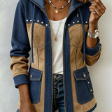 Beate™ | Hooded Jacket in Patchwork Style — view 2