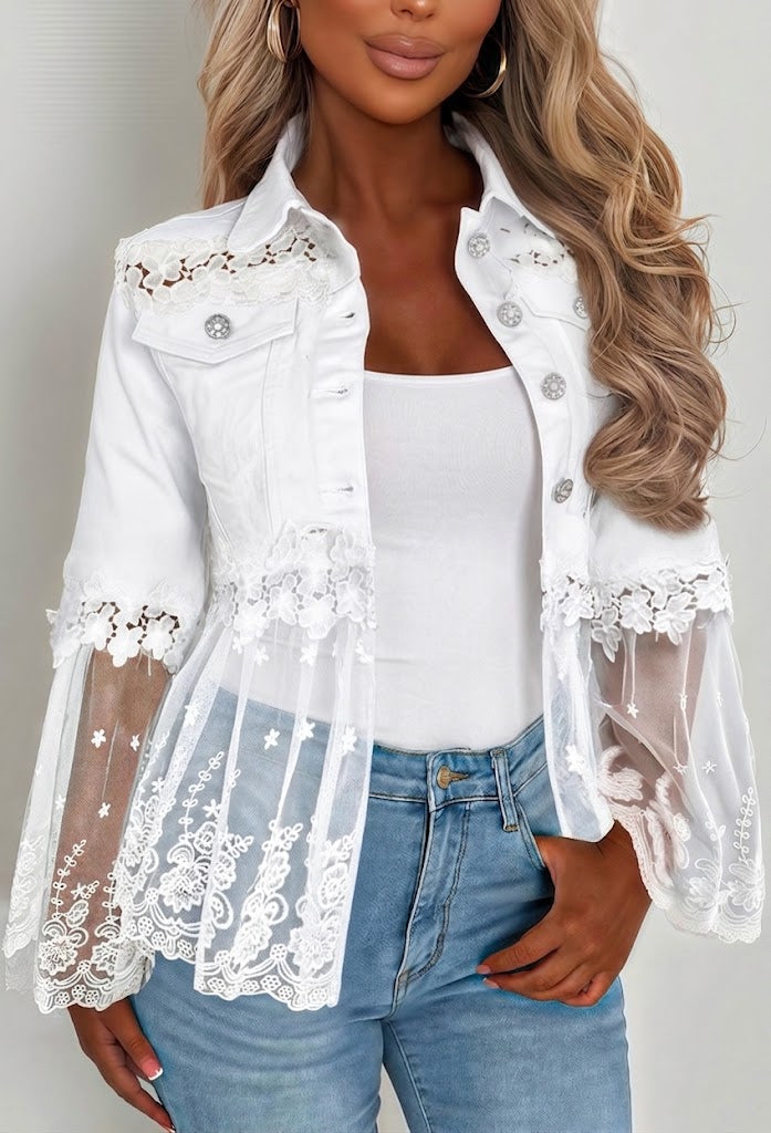 Susanne™ | White Jacket with Eyelet Ruffle — view 6