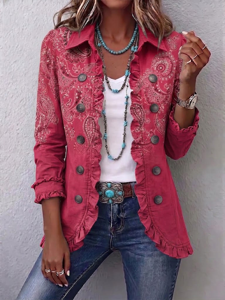 Manuela™ | Berry Blazer with Paisley — view 2