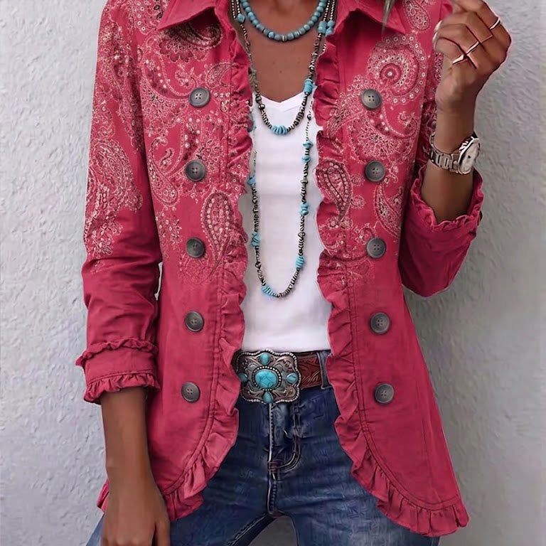 Manuela™ | Berry Blazer with Paisley — view 2