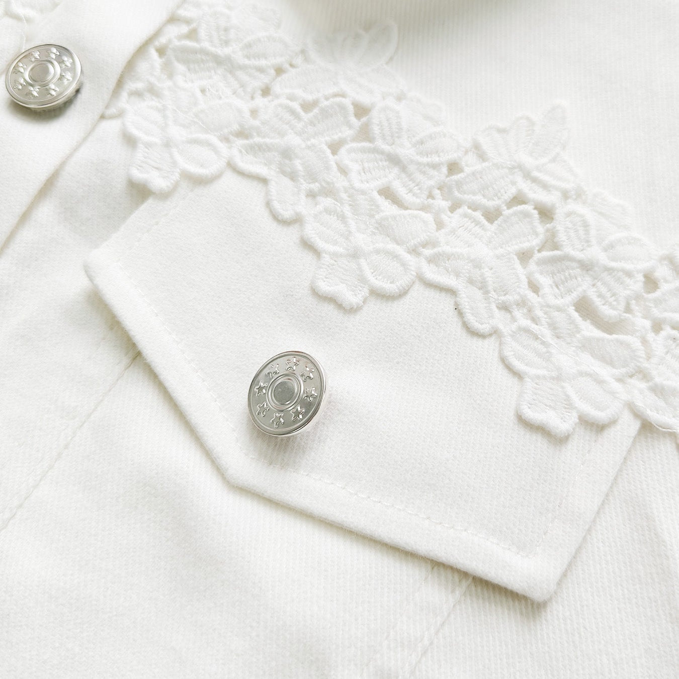 Susanne™ | White Jacket with Eyelet Ruffle — view 2