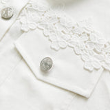 Susanne™ | White Jacket with Eyelet Ruffle — view 2