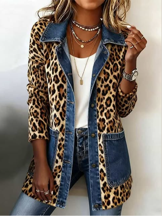 Regina™ | Long Jacket with Leopard Print — view 4