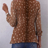 Nicole™ | Brown Blazer with Polka Dot Print