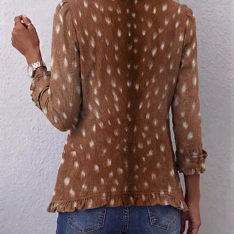 Nicole™ | Brown Blazer with Polka Dot Print