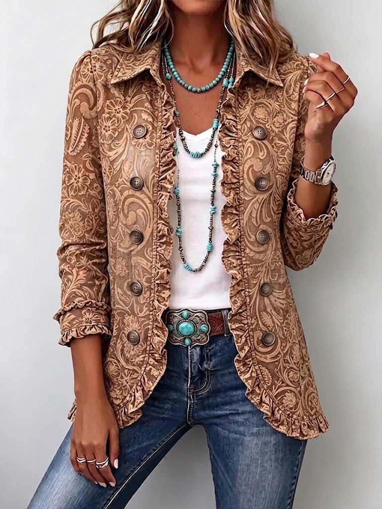 Heidi™ | Blazer in Caramel with Ornaments — view 2