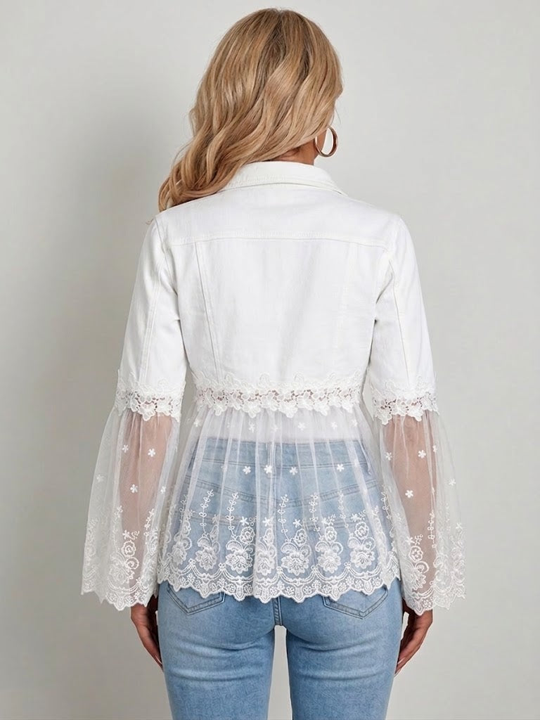 Susanne™ | White Jacket with Eyelet Ruffle — view 5